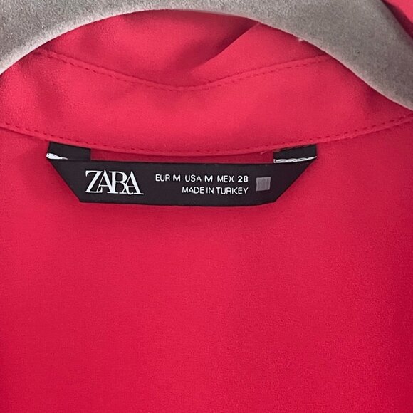 Zara Red Flowy Blouse Size Medium - Picture 6 of 10